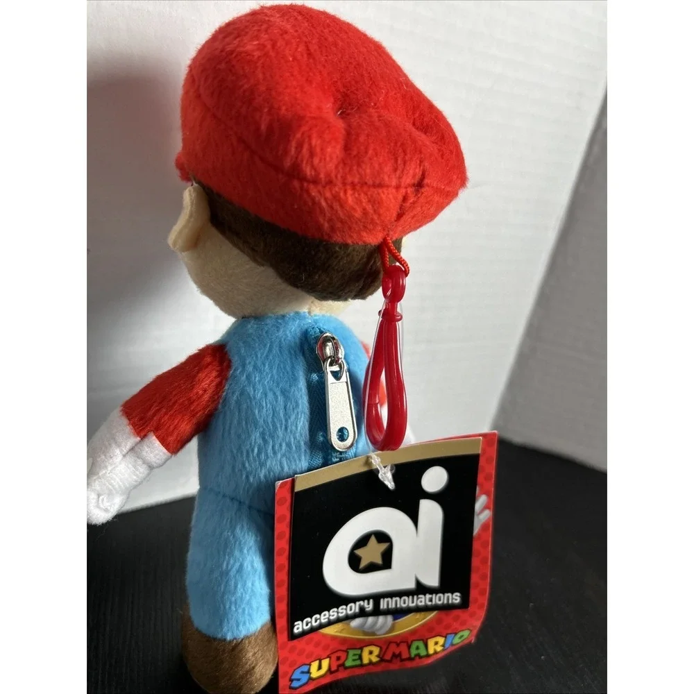 Super Mario Mario Keychain Plush Has A Zipper On The Back For Coins Small Items